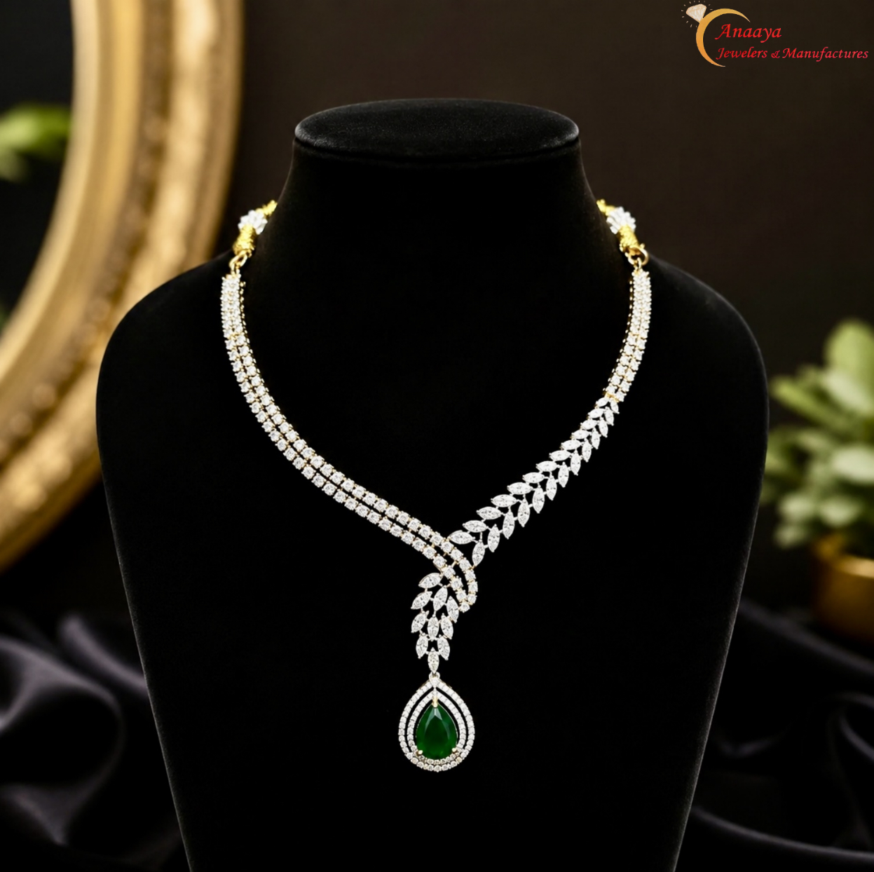 Emerald Leaf Cascade Necklace