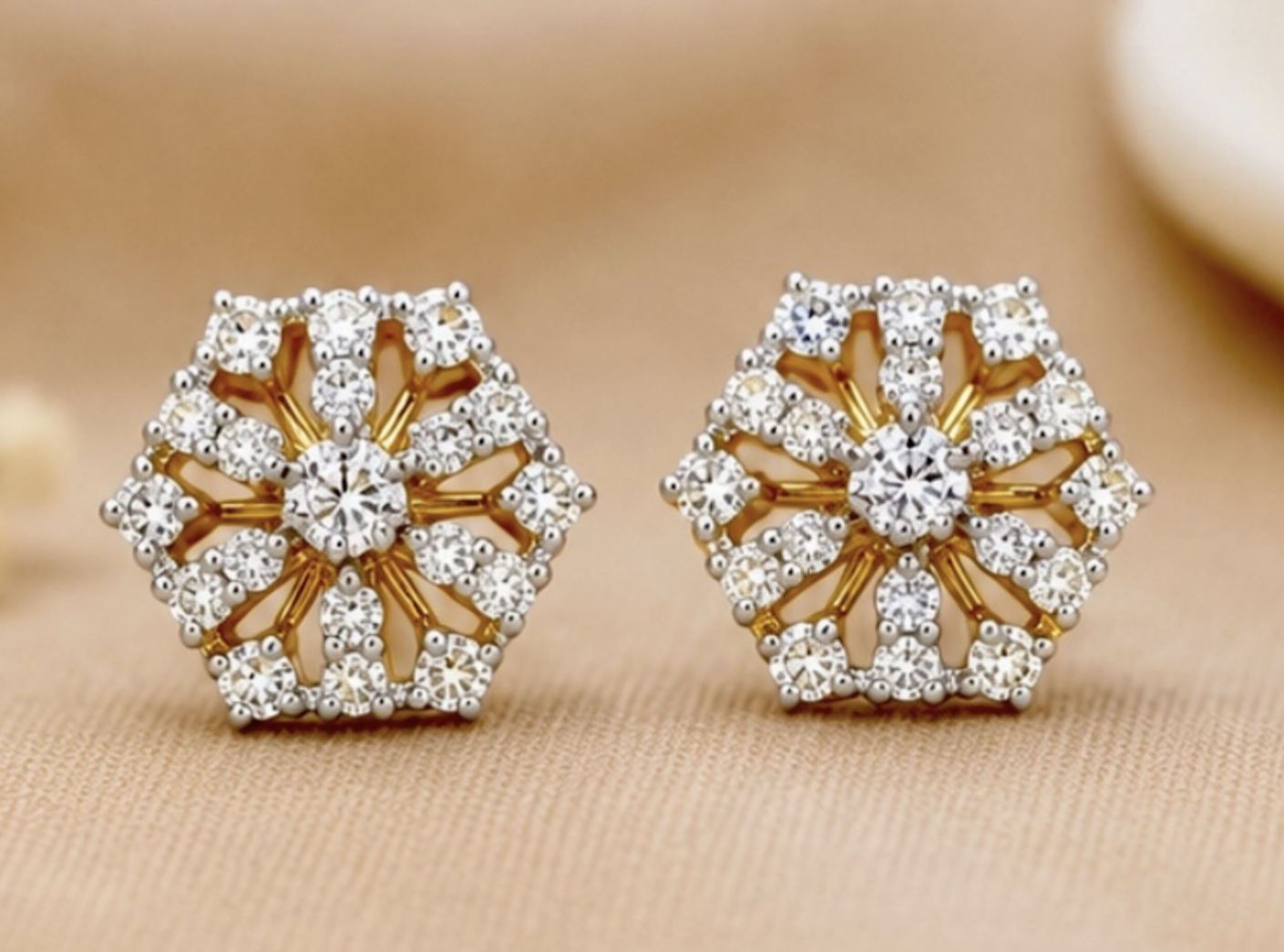 Hexagonal Diamond Earring