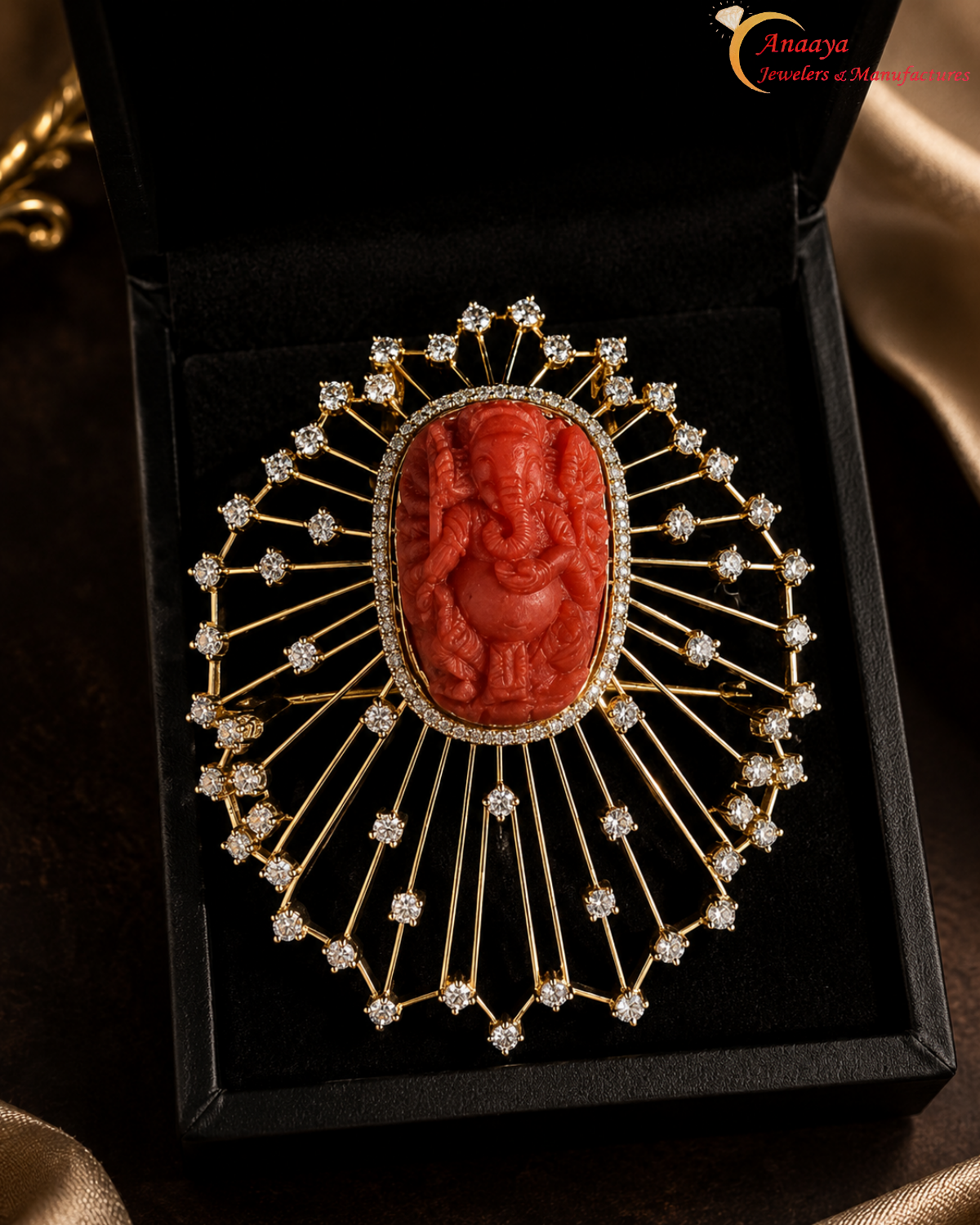ganesha sunburst brooch