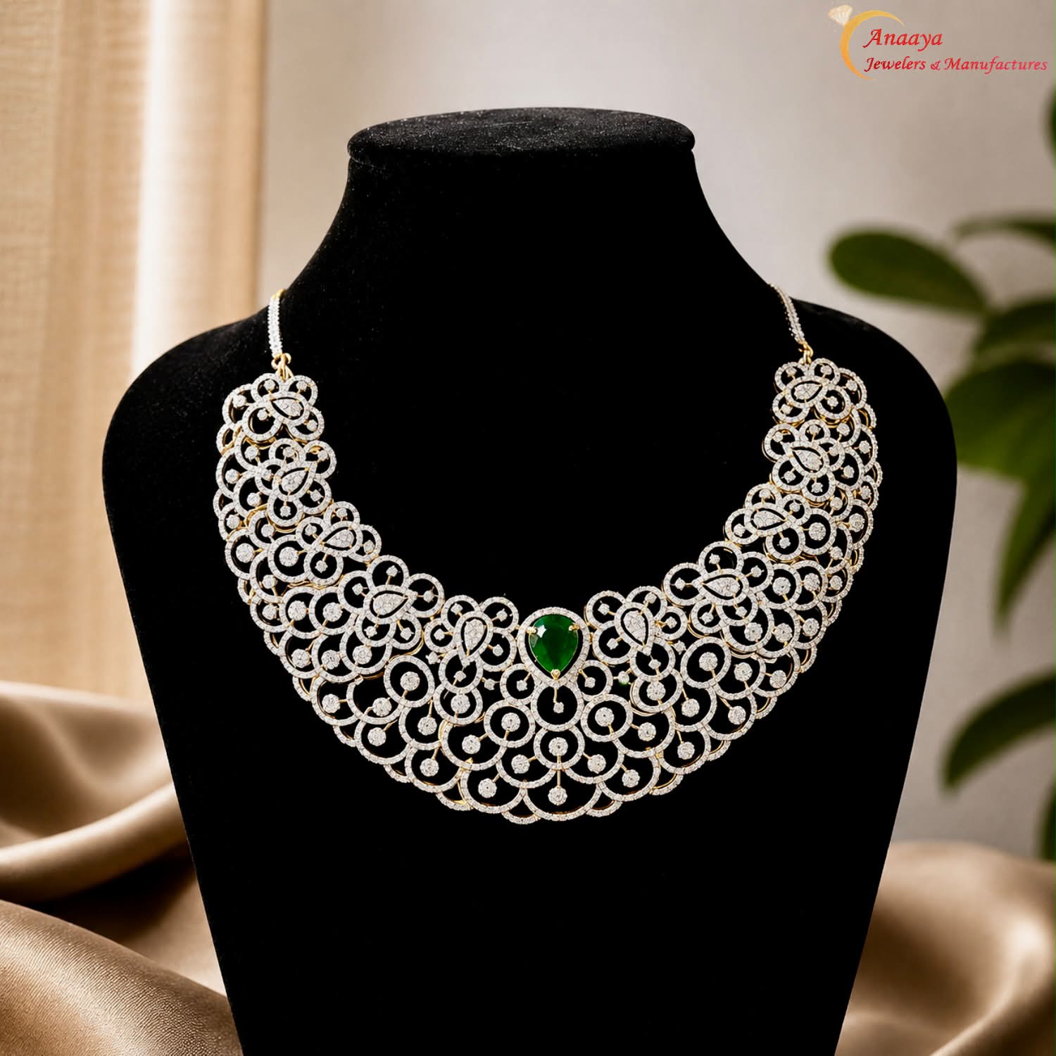 Emerald Leaf Cascade Necklace
